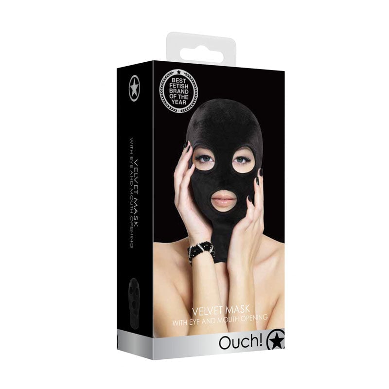 Ouch! Velvet & Velcro Mask with Eye and Mouth Opening - Black Hood A$40.98 Fast