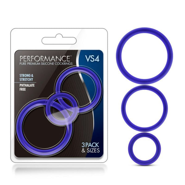 Performance Silicone Cock Ring 3 Pc Set Indigo A$14.83 Fast shipping