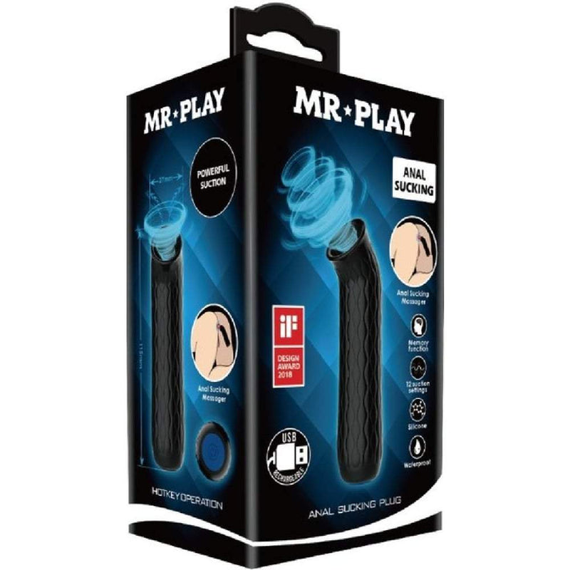 Mr Play 12 function Anal Sucking Plug Remote Control - Black A$57.95 Fast