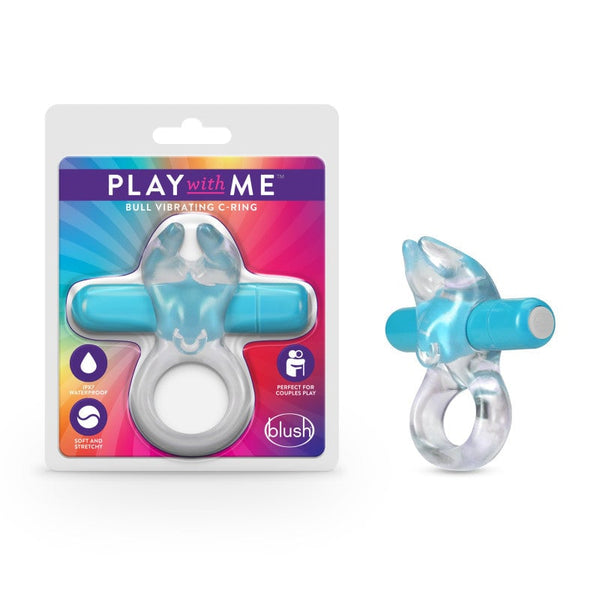 Play With Me Bull Vibrating C-Ring - Clear/Blue Vibrating Cock Ring A$22.94 Fast