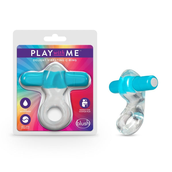 Play With Me Delight Vibrating C-Ring - Clear/Blue Vibrating Cock Ring A$22.94