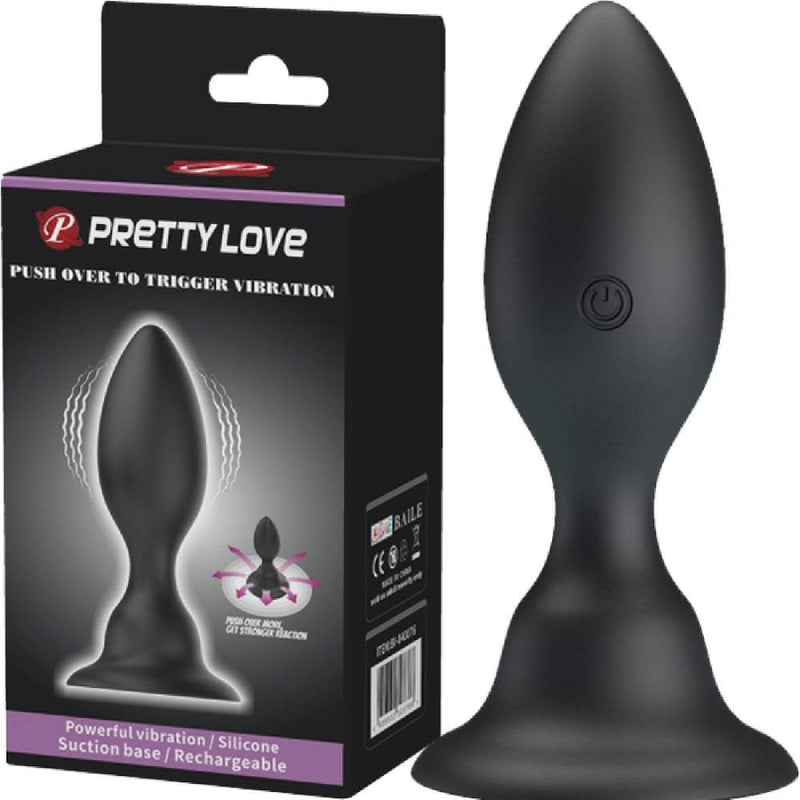 Pretty Love Vibrating Anal butt plug Push Over To Trigger Vibration - Black