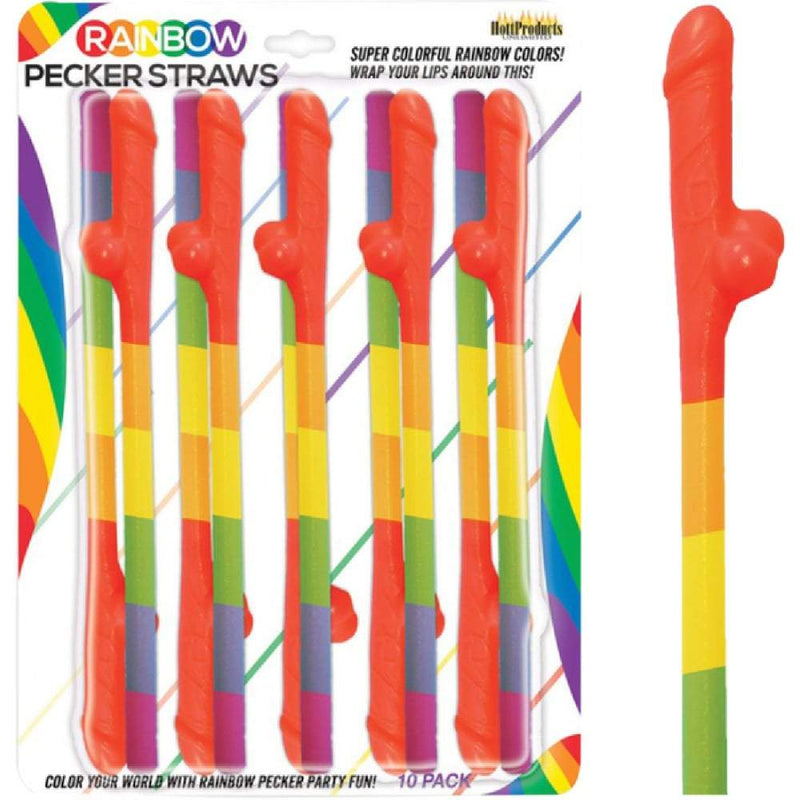 Rainbow Pecker Straws (10 Pack) Hens and Bachelorette Party A$29.95 Fast
