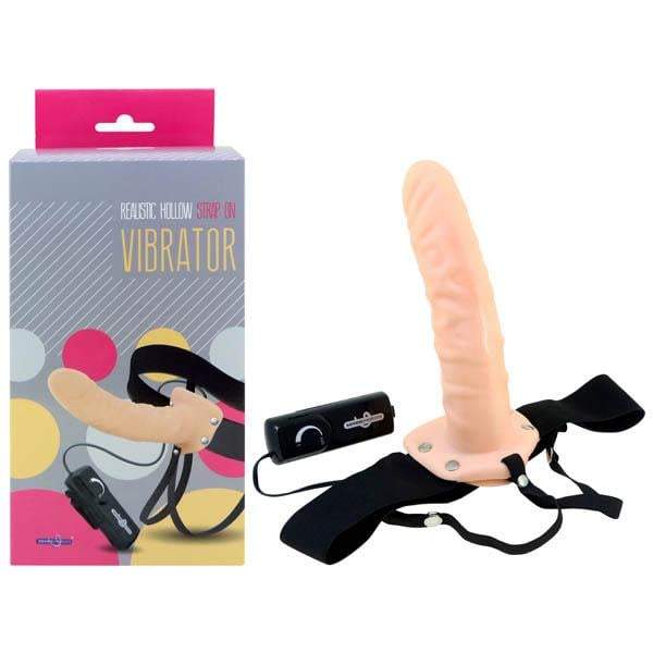 Realistic Hollow Strap-On Vibrator - Flesh 20.3 cm (8’’) Hollow Vibrating