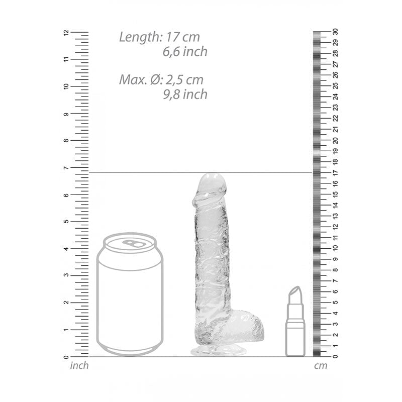 RealRock 6’’ Realistic Dildo With Balls - Clear 15.2 cm Dong A$26.63 Fast