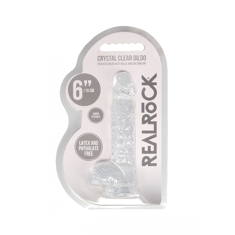 RealRock 6’’ Realistic Dildo With Balls - Clear 15.2 cm Dong A$26.63 Fast