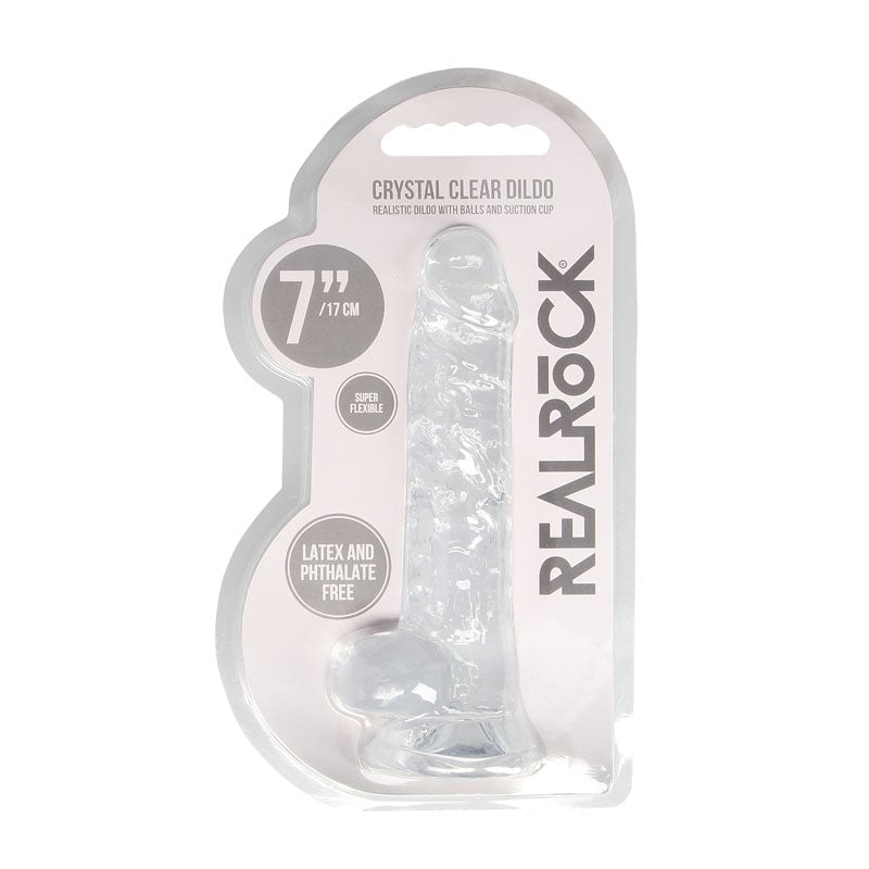 RealRock 7’’ Realistic Dildo With Balls - Clear 17.8 cm Dong A$35.36 Fast