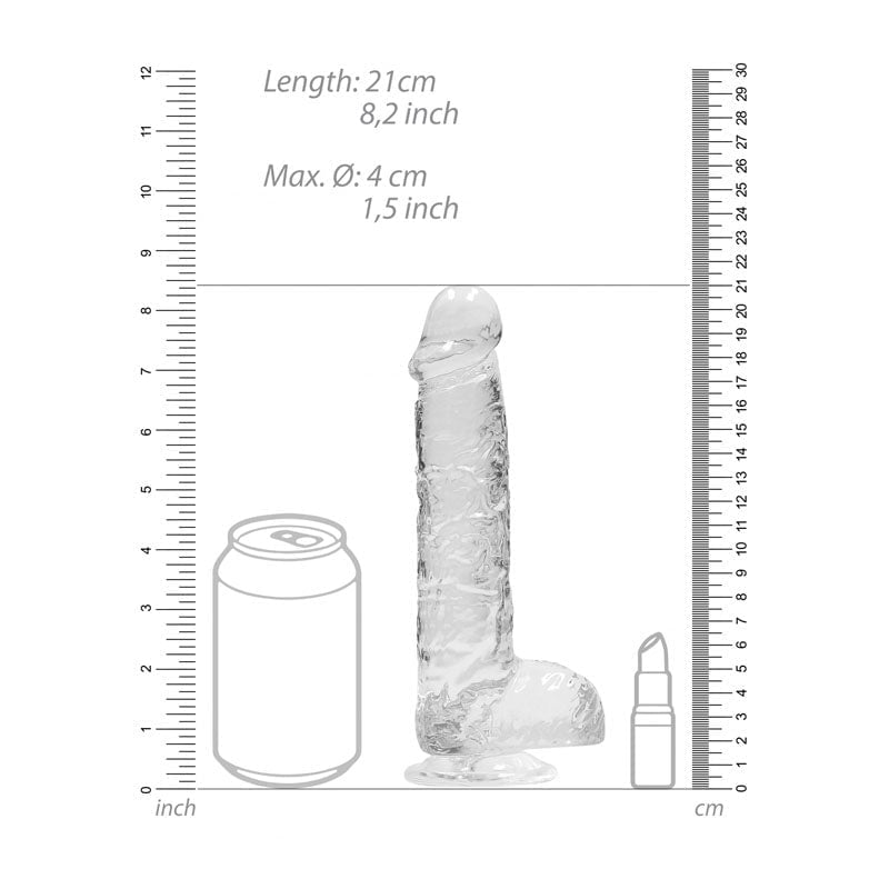 RealRock 8’’ Realistic Dildo With Balls - Clear 20.3 cm Dong A$39.78 Fast