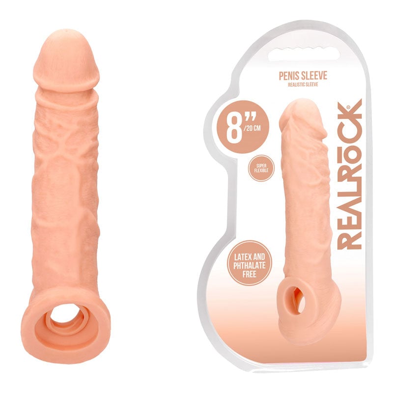 REALROCK 8’’ Realistic Penis Extender with Rings - Flesh 20.3 cm Penis Extension