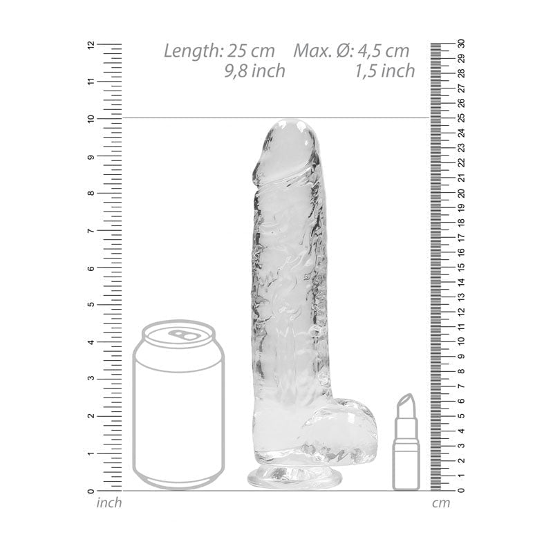 RealRock 9’’ Realistic Dildo With Balls - Clear 22.9 cm Dong A$49.93 Fast