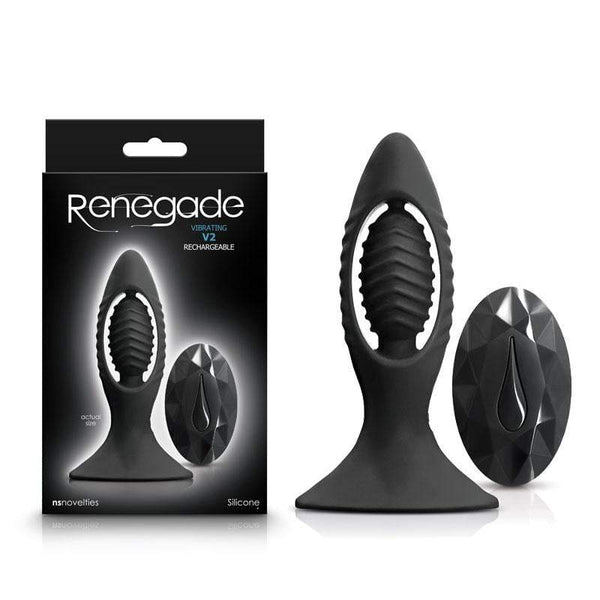 Renegade V2 - Black - Black USB Rechargeable 11.2 cm Vibrating Butt Plug