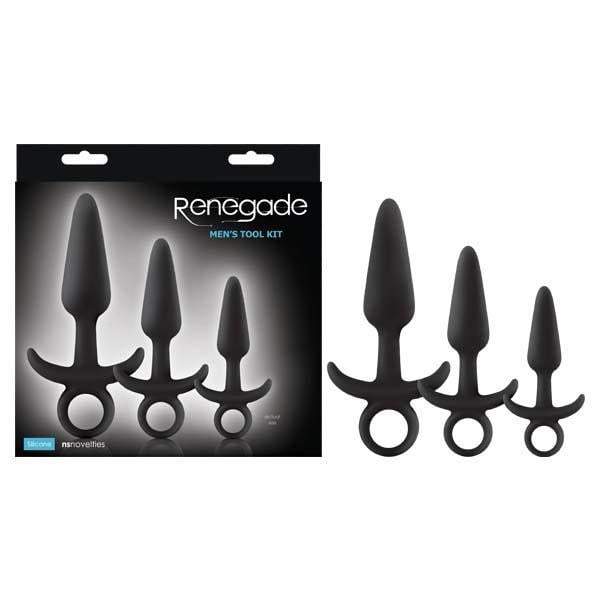 Renegade Men’s Tool Kit - Black Butt Plugs with Ring Pulls - Set of 3 Sizes