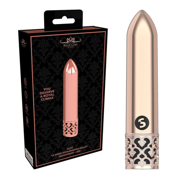 ROYAL GEMS Glitz - ABS Rechargeable Bullet - Rose Gold 8.8 cm USB Rechargeable