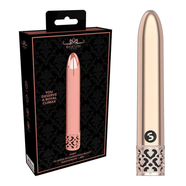 ROYAL GEMS Shiny - ABS Rechargeable Bullet - Rose Gold 10.8 cm USB Rechargeable