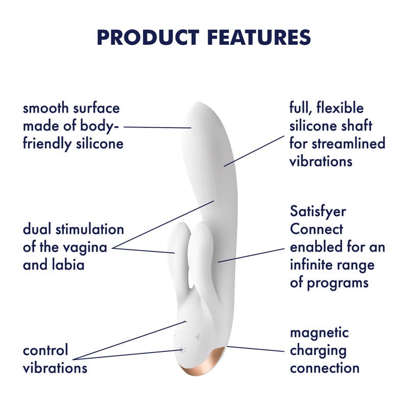 Satisfyer Double Flex - White USB Rechageable Rabbit Vibrator with App Control