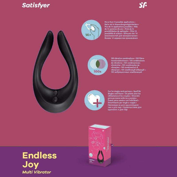 Satisfyer Endless Joy - Black USB Rechargeable Couples Stimulator A$75.76 Fast