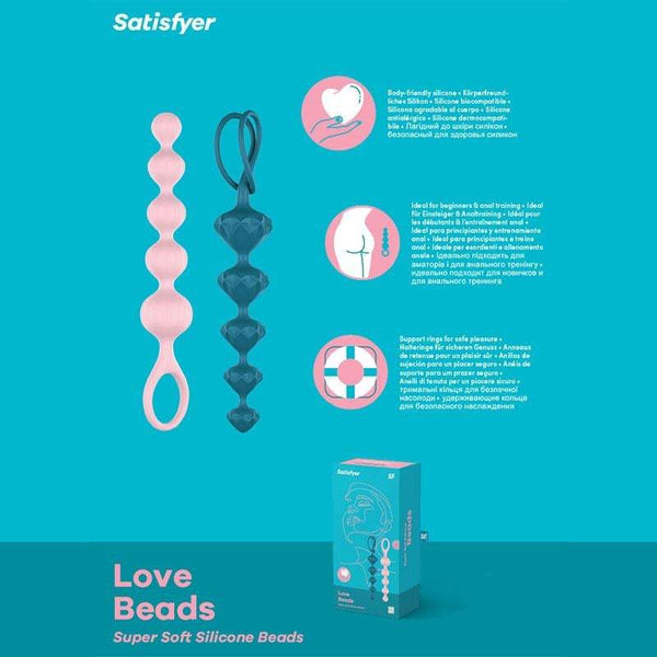 Satisfyer Love Beads - Coloured 20.5 cm Anal Beads - Set of 2 A$36.80 Fast