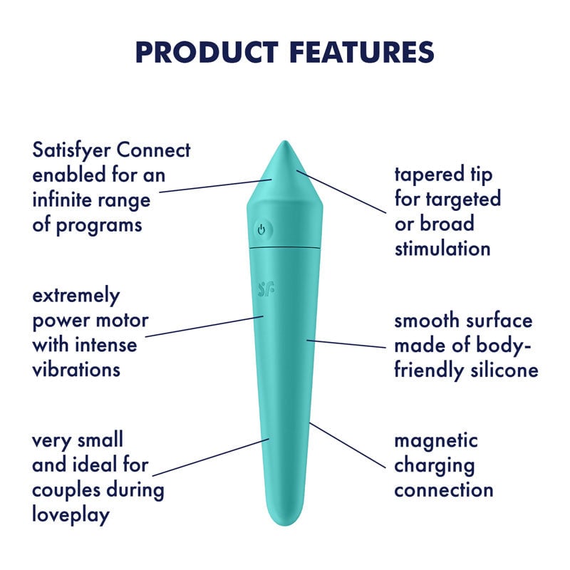 Satisfyer Ultra Power Bullet 8 - Turquoise USB Rechargeable Bullet with App