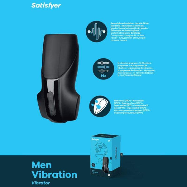 Satisfyer Men Vibration - Black USB Rechargeable Masturbator A$75.76 Fast