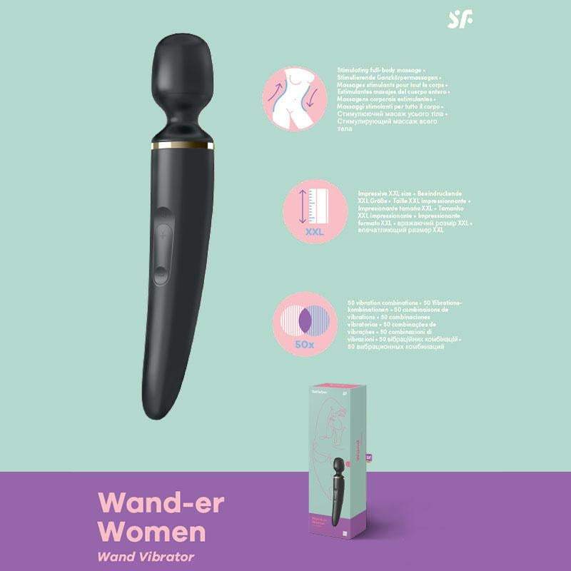 Satisfyer Wand-er Woman - Black USB Rechargeable Massager Wand A$90.56 Fast