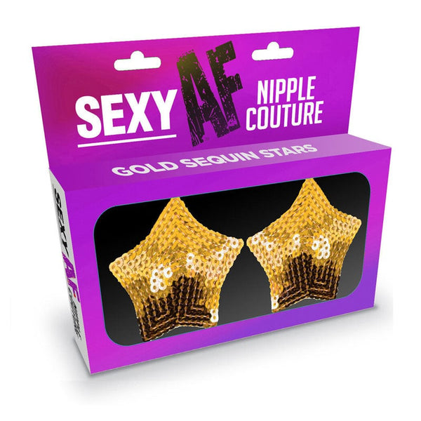 Sexy AF - Nipple Couture Gold Stars - Gold Sequin Reusable Nipple Pasties