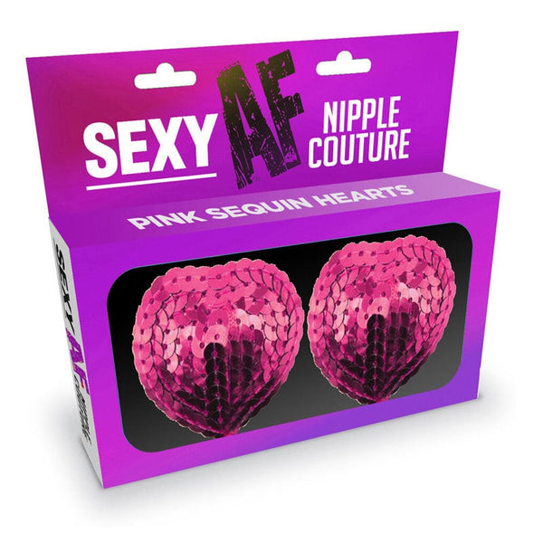 Sexy AF - Nipple Couture Pink Hearts - Pink Sequin Reuseable Nipple Pasties