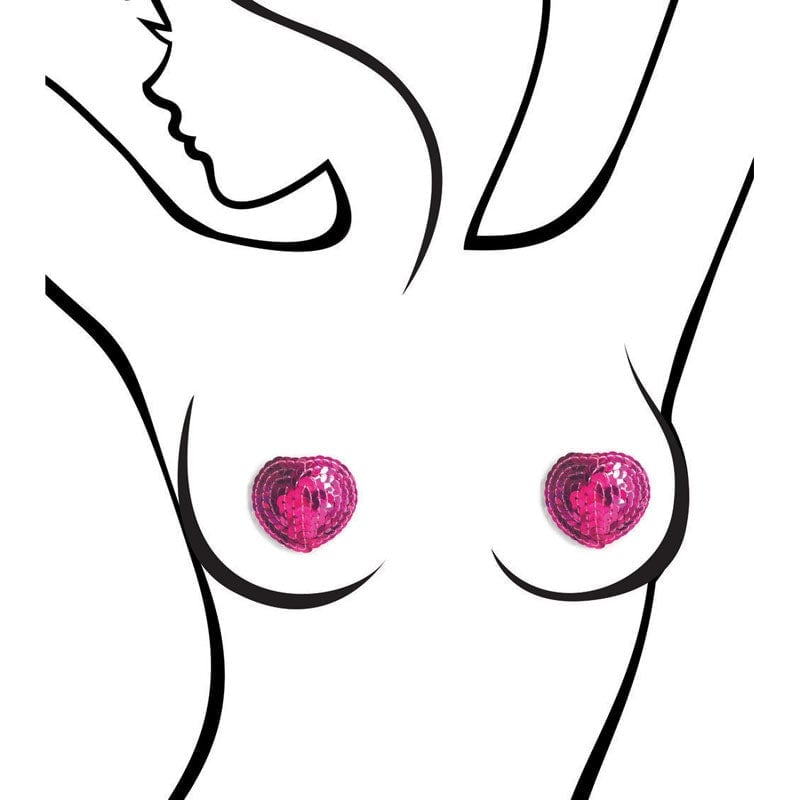 Sexy AF - Nipple Couture Pink Hearts - Pink Sequin Reuseable Nipple Pasties