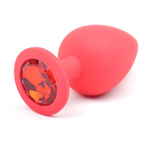 Red Silicone Anal Plug Large w/ Red Diamond A$19.27 Fast shipping