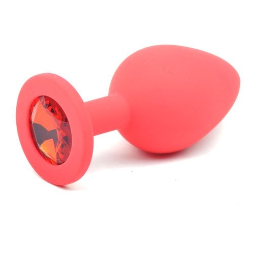 Red Silicone Anal Plug Medium w/ Red Diamond A$18.14 Fast shipping