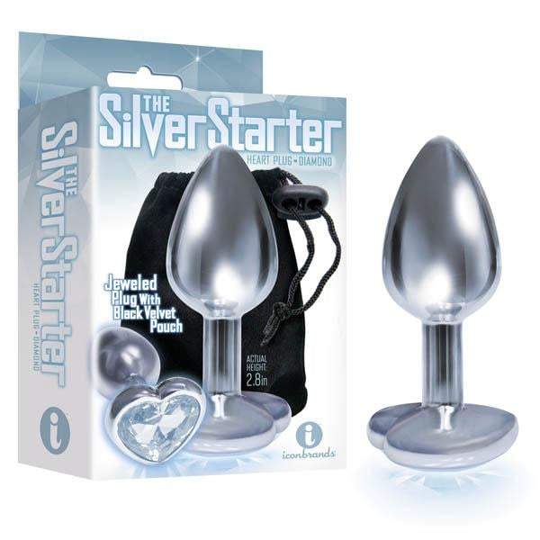 The Silver Starter - Silver 7.1 cm (2.8’’) Butt Plug with Clear Heart Jewel