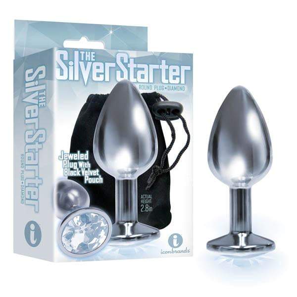 The Silver Starter - Silver 7.1 cm (2.8’’) Butt Plug with Clear Round Jewel
