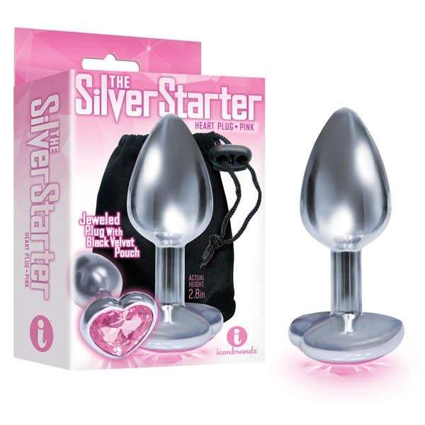 The Silver Starter - Silver 7.1 cm (2.8’’) Butt Plug with Pink Heart Jewel