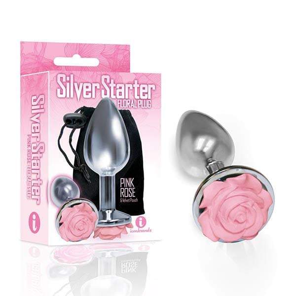 The 9’s The Silver Starter - Silver 7.1 cm (2.8’’) Butt Plug with Pink Rose