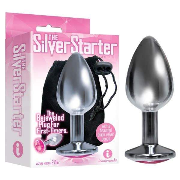 The Silver Starter - Silver 7.1 cm (2.8’’) Butt Plug with Pink Round Jewel