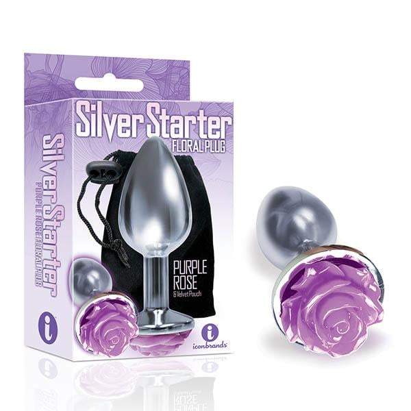 The 9’s The Silver Starter - Silver 7.1 cm (2.8’’) Butt Plug with Purple Rose
