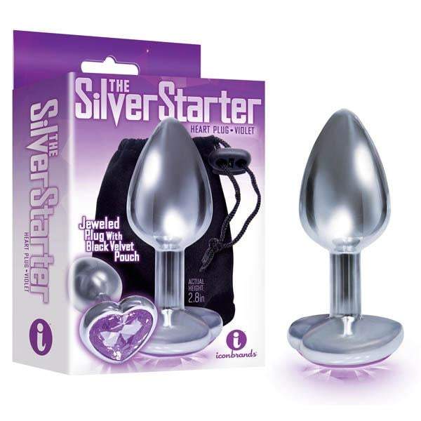 The Silver Starter - Silver 7.1 cm (2.8’’) Butt Plug with Violet Heart Jewel