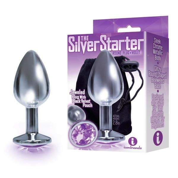 The Silver Starter - Silver 7.1 cm (2.8’’) Butt Plug with Violet Round Jewel