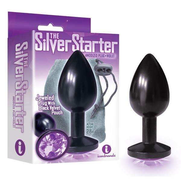 The Silver Starter - Anodised Black 7.1 cm (2.8’’) Butt Plug with Violet Round
