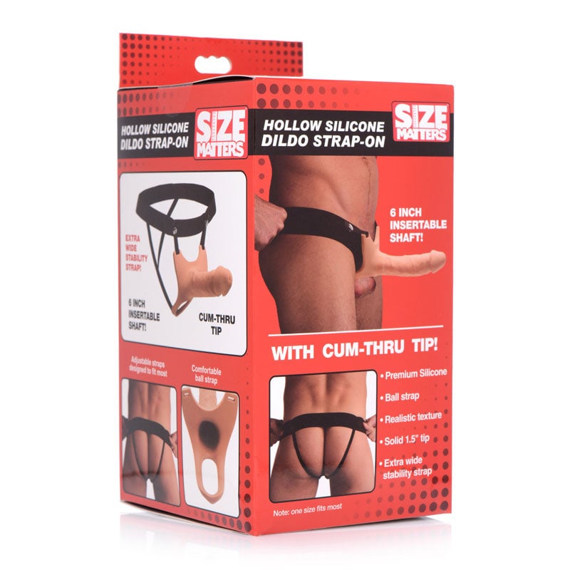 Size Matters Silicone Dildo Strap-On - Flesh 15.2 cm Hollow Strap-On A$73.98