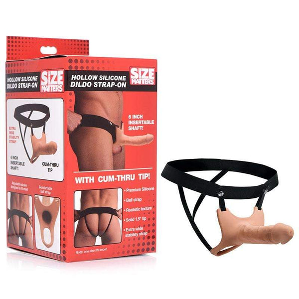 Size Matters Silicone Dildo Strap-On - Flesh 15.2 cm Hollow Strap-On A$73.98