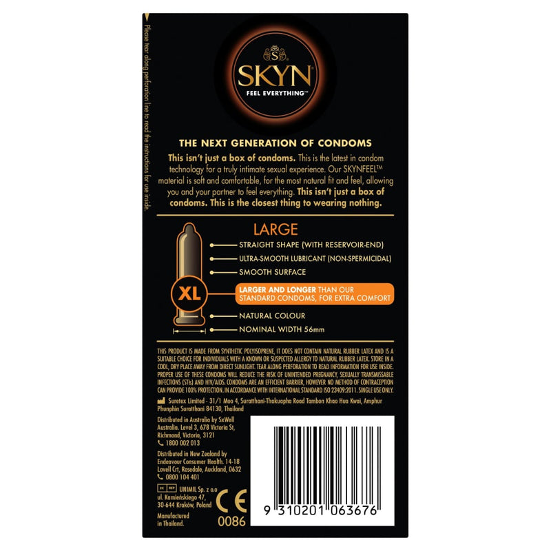 SKYN Large Condoms 10 A$21.38 Fast shipping