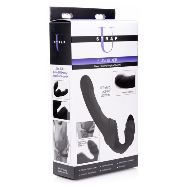 Slim Rider Ribbed Vibrating Silicone Strapless Strap On A$118.22 Fast shipping