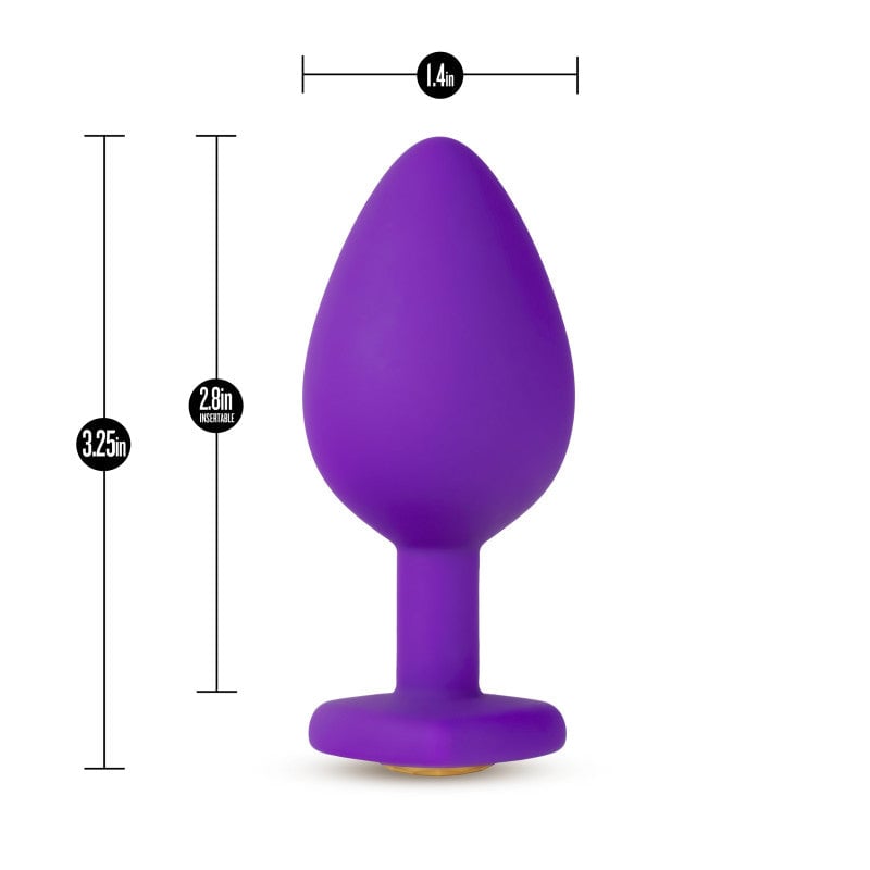 Temptasia Bling Plug - Medium - Purple 8.3 cm (3.25’’) Butt Plug with Heart