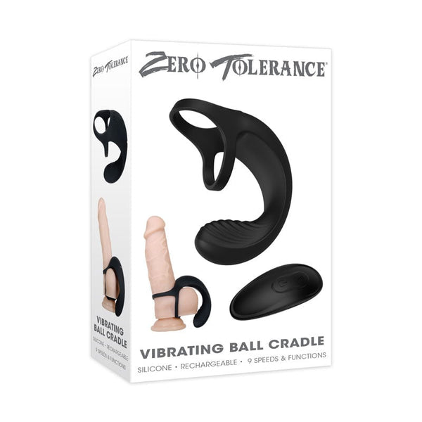 Zero Tolerance Vibrating Ball Cradle - Black USB Rechargeable Vibrating Cock
