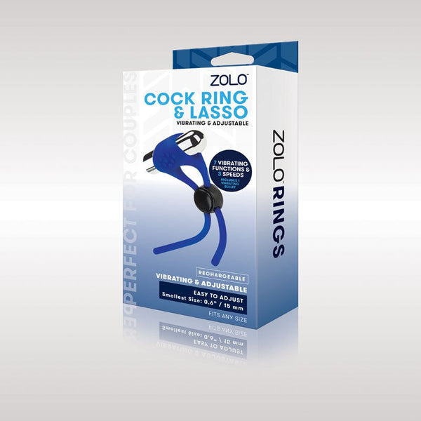Zolo Rechargeable Cock Ring & Lasso - Blue USB Rechargeable Adjustable Cock Ring